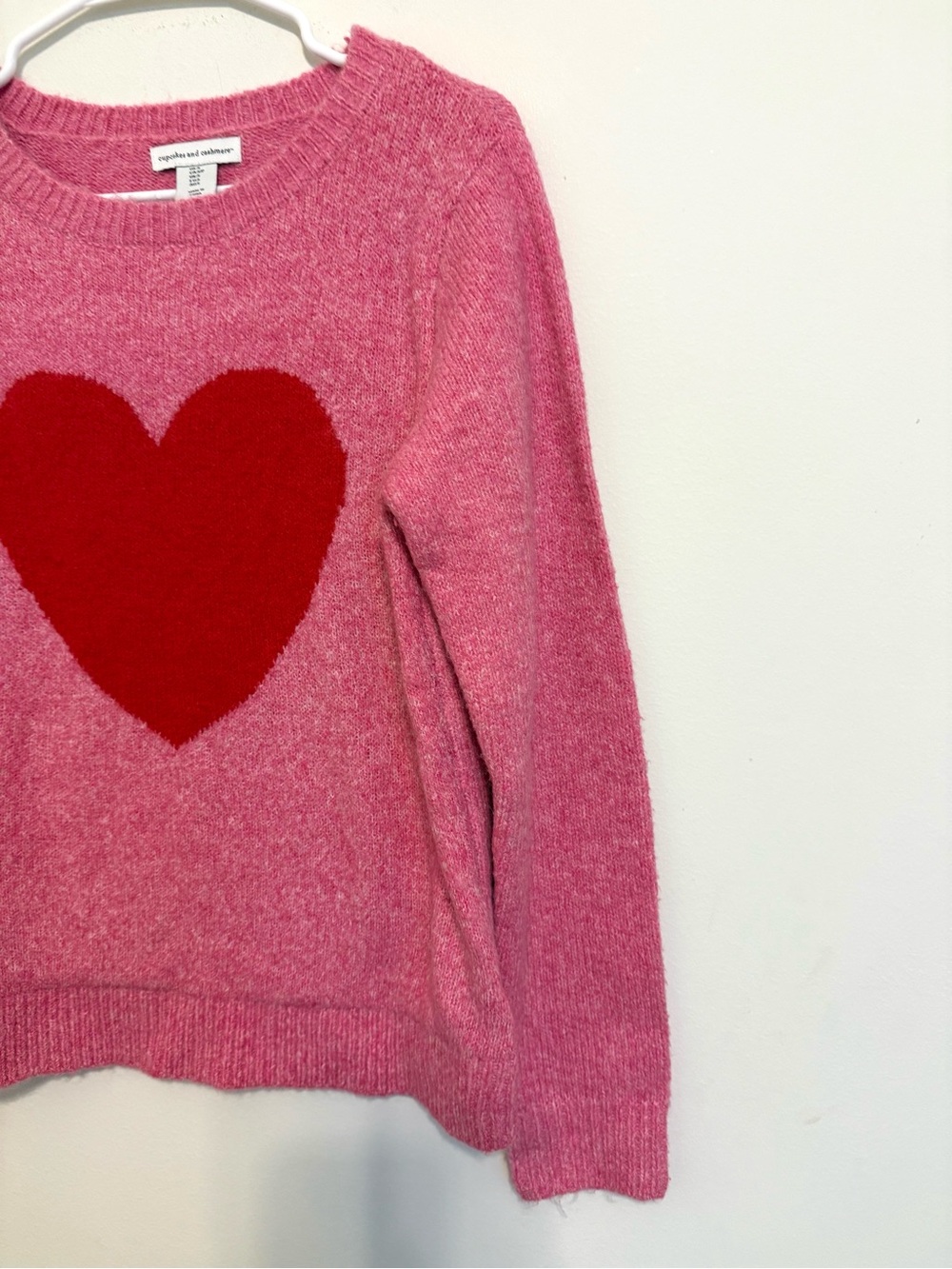 Cupcakes and Cashmere Pink Heart Knit Sweater Size Small Valentine - Picture 4 of 7